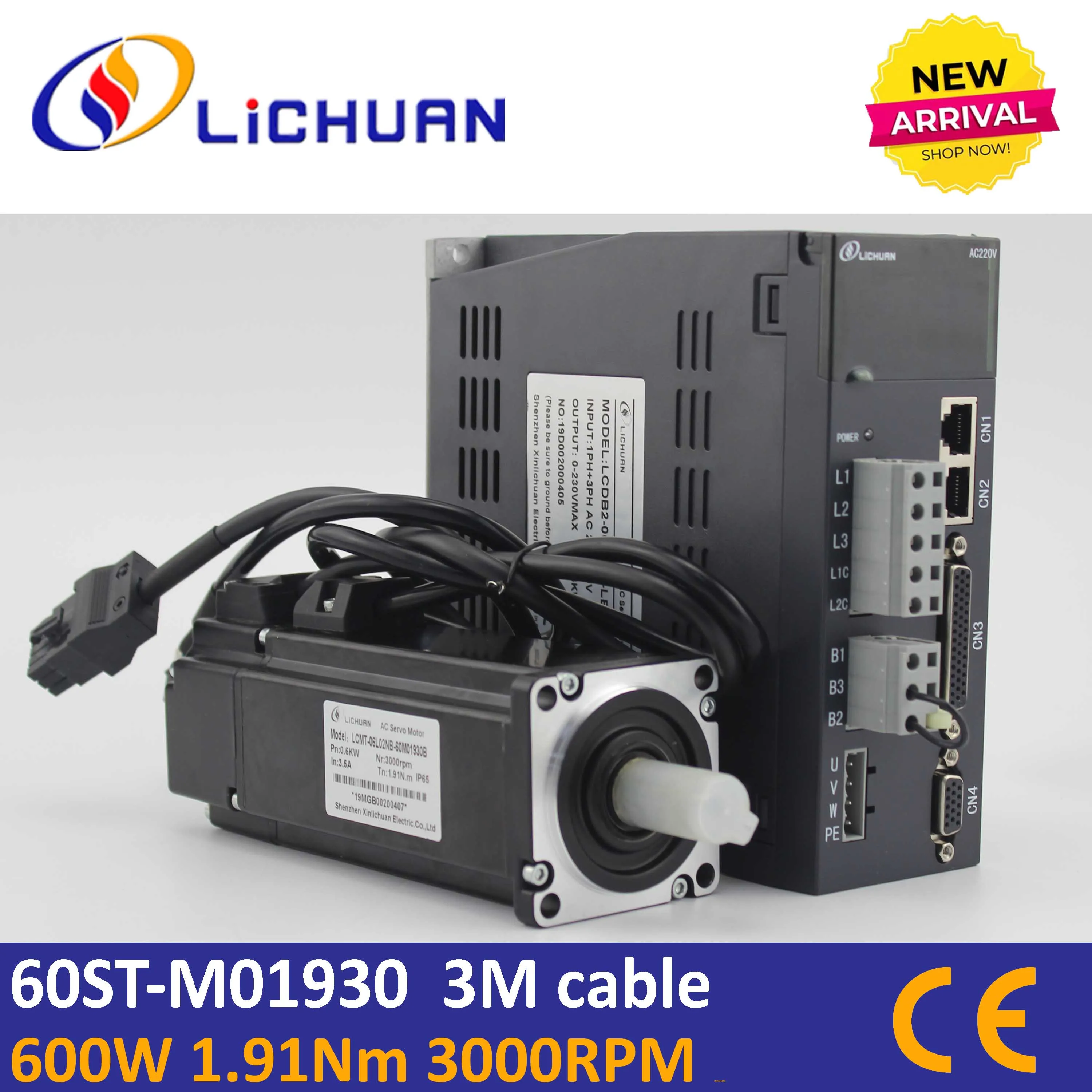 lichuan high velocidade servo driver grupo servo motor cnc motor ac 60st01930 3000rpm 60 para cnc router 01