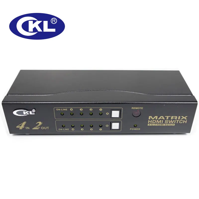 4x2 HDMI Switch Splitter 4ใน2ออกมาพร้อมกับIRระยะไกลRS232สนับสนุนการควบคุม1080จุด3DสำหรับX Box 360 PS3/4ชิ้นDV DVD HDTV CKL-4H2