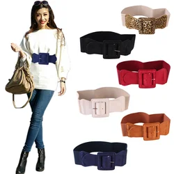 Women Waist Belt Cummerbund Elastic Belt Dress Decorate Waistband Wide Stretchy Cinch Belts with Suede Buckle