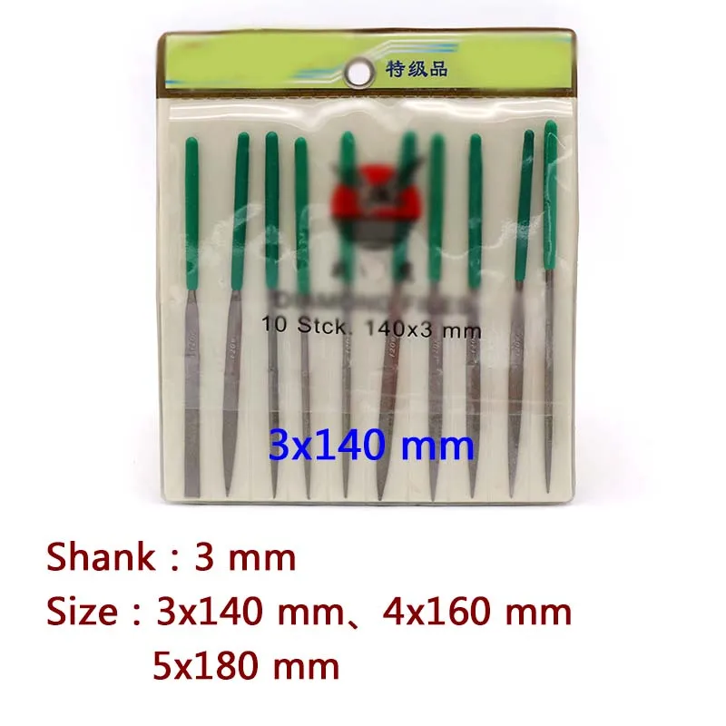Mini râpe à limes assorties, 140/160/180mm, 10 pièces de haute qualité, ensemble de limes à aiguilles en diamant, outils manuels de meulage pour la réparation du bois, du verre et du Jade