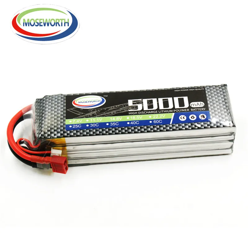 MOSEWORTH Batteries 4S 14.8V 5000mAh 35C RC Drone LiPo Battery For RC Airplane Helicopter Car Truck Boat RC Battery LiPo 4S 5Ah