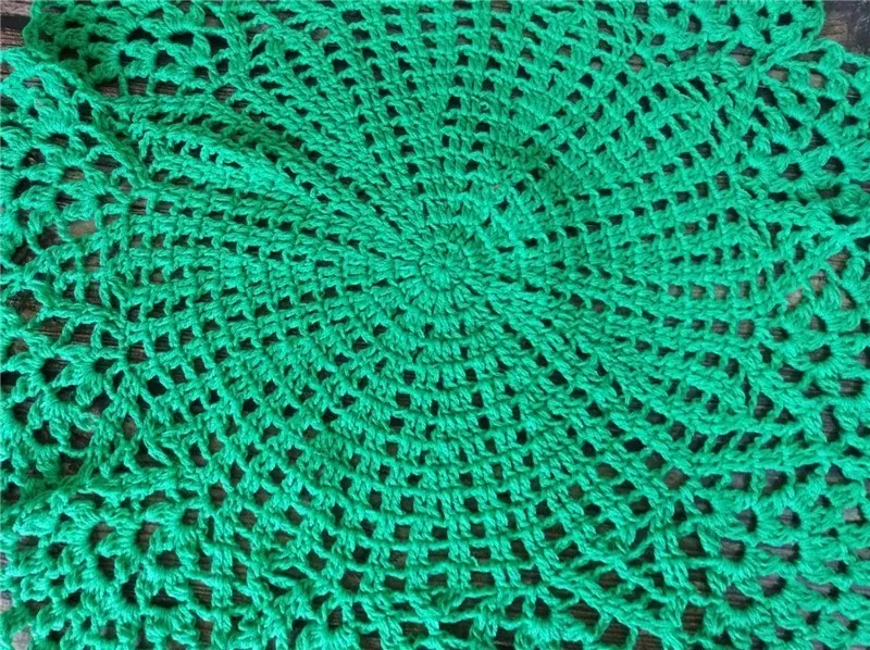 40CM Round Pastoral Green Cotton Glass Table Coasters Coffee Cup Mat Crochet Flowers Christmas Placemat Cloth Pad Wedding Doily