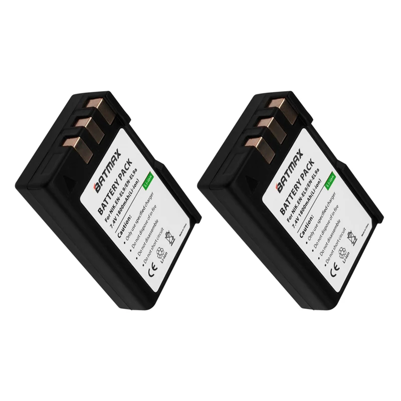 2Pcs 1800mAh EN-EL9 EN EL9 EN-EL9a EN EL9a EL9a Camera Li-ion Battery&Charger Kit for Nikon EN-EL9a D40 D60 D40X D5000 D3000