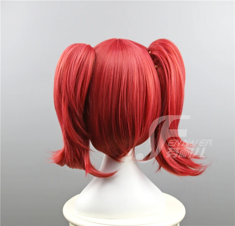 Lovelive! Zon!! Ruby Kurosawa Rode Pruik Base Twee Paardenstaart Halloween Cosplay Pruik + Cap