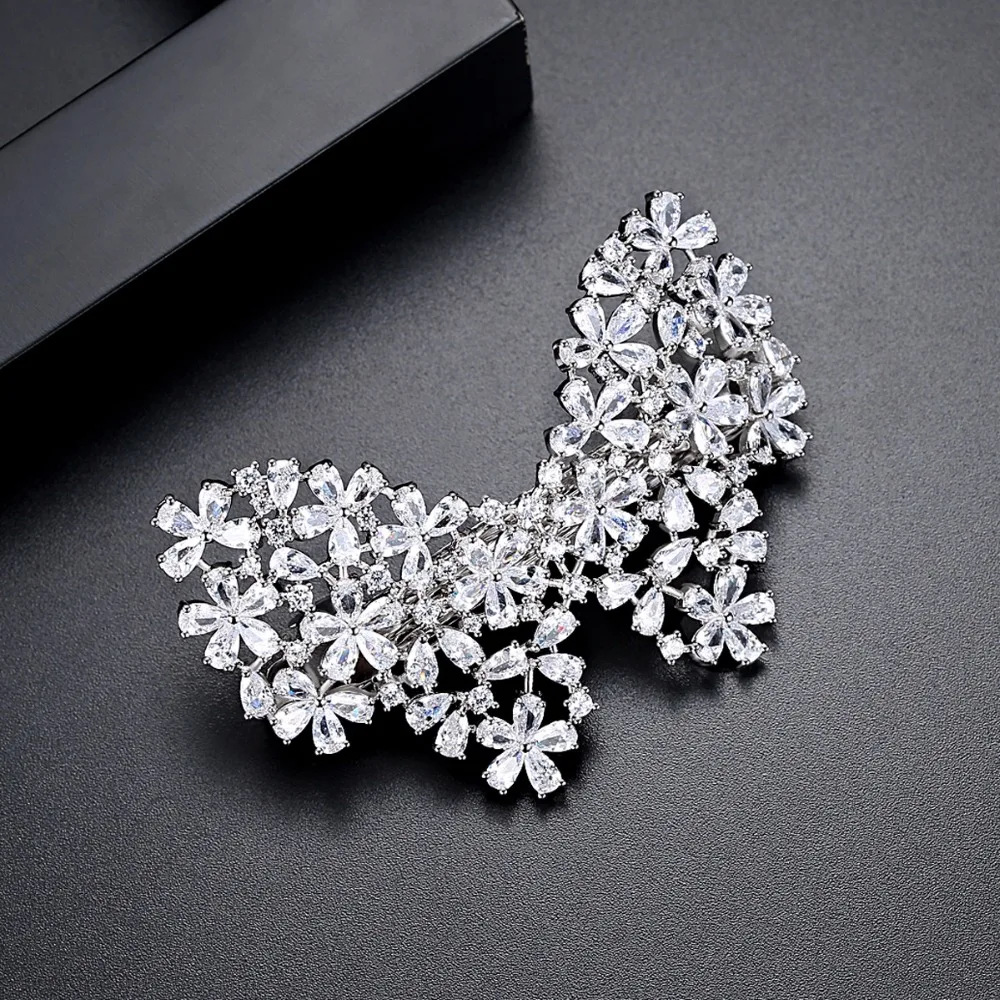 LUOTEEMI New Statement Trendy Butterfly Barrette Hair Clip CZ Crystal Hair Jewelry for Women Wedding Party Hair Accessories