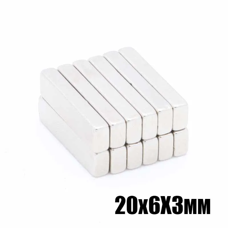 50pcs/lot F 20x6x3 mm N35 Strong Square NdFeB Rare Earth Magnet 20*6*3 mm Neodymium Magnets 20mm x 6mm x 3mm