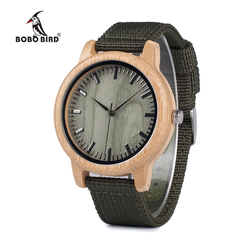 BOBO BIRD WD11D12 Wood Bamboo Watch for Mens Womens Brand Designer Watches Soft Nylon Band Carton Gift Box Relogio masculino