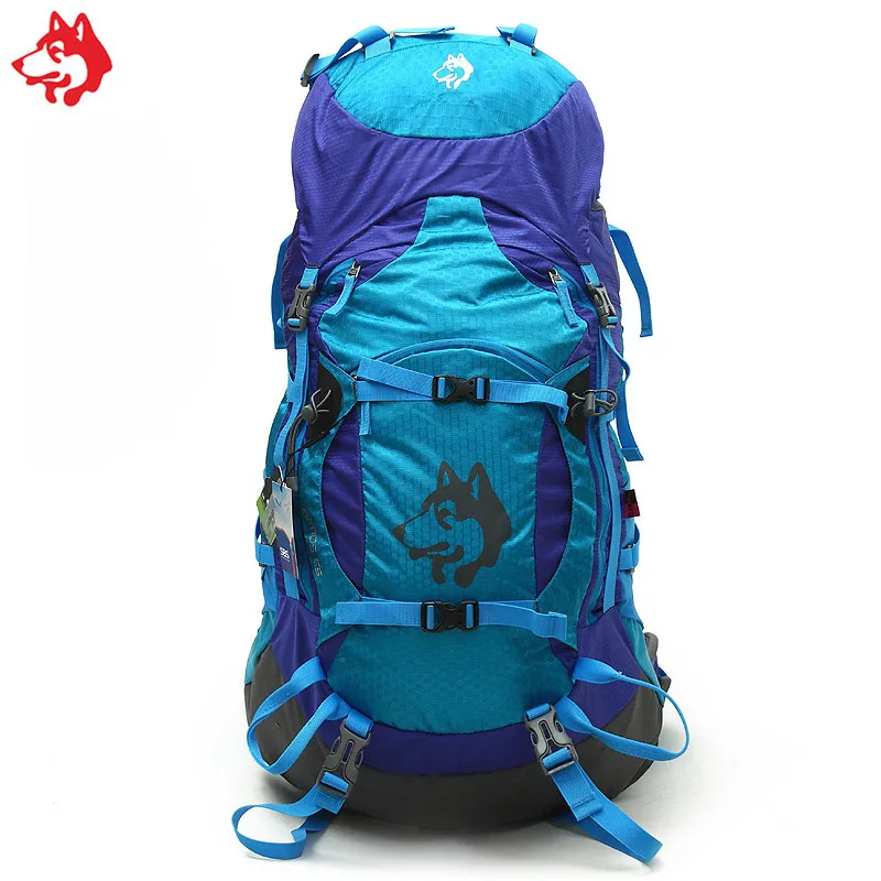 

Wholesale 55L Blue/yellow/Green camping Hiking Sports Travel nylon multi function outdoor sports backpack