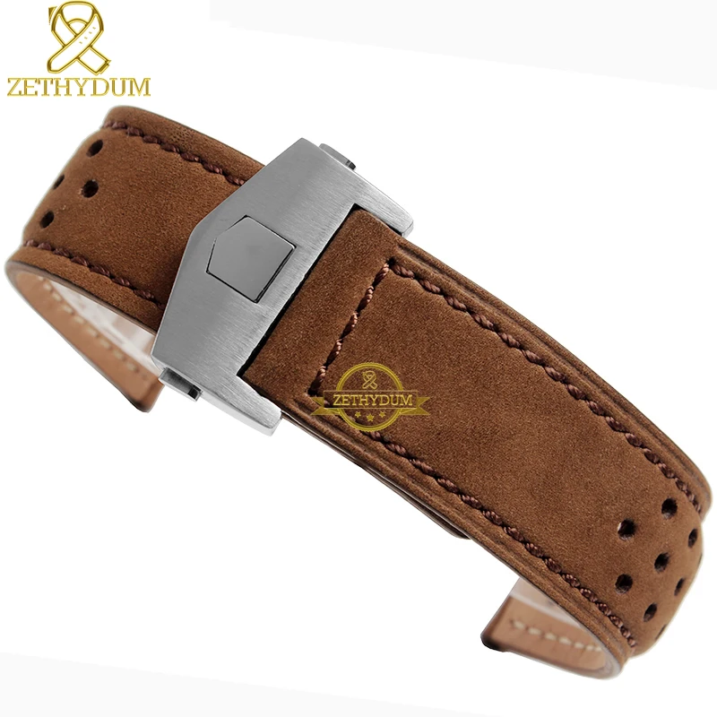 22mm Quality Leather frosted fold buckle strap For TAG For Strap HEUER CARERA AQUARACER Monaco F1 Strap