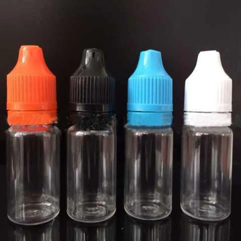 

PET 10ml CRC tamper evident cap empty plastic dropper bottle with childproof caps long thin tip for e liquid