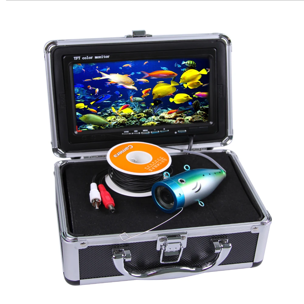 Kit de caméra de pêche sous-marine avec câble de 30 mètres de profondeur et moniteur LCD de 7 pouces, avec fonction DVR, Menu OSD et boîtier en aluminium solide