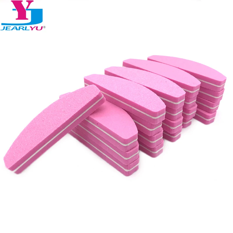 

100 Pcs/Lot Moon Style Pink Nail Buffer Mini Sponge Nails Files Buffer Block Polish Ongle Limas De Unha Nail Styling Accessories