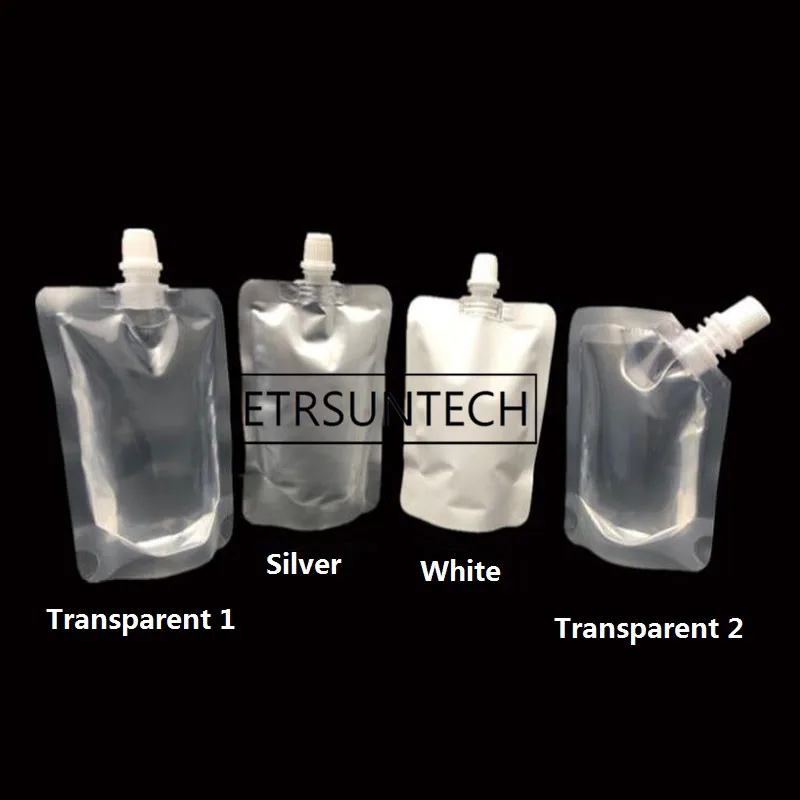 

300pcs/lot 100ml Stand Up Drinking Package Transparent Pout Bag White Doypack Spout Pouch Bags For Beverage Milk