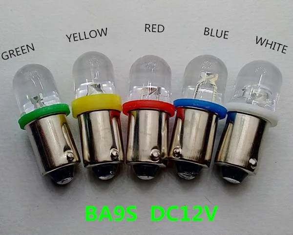 5pcs  DC12V LED T9  led 12v BA9S red show wide light DC12V ba9s yellow instrument light fog led ba9s 12v blue ba9s DC12v green