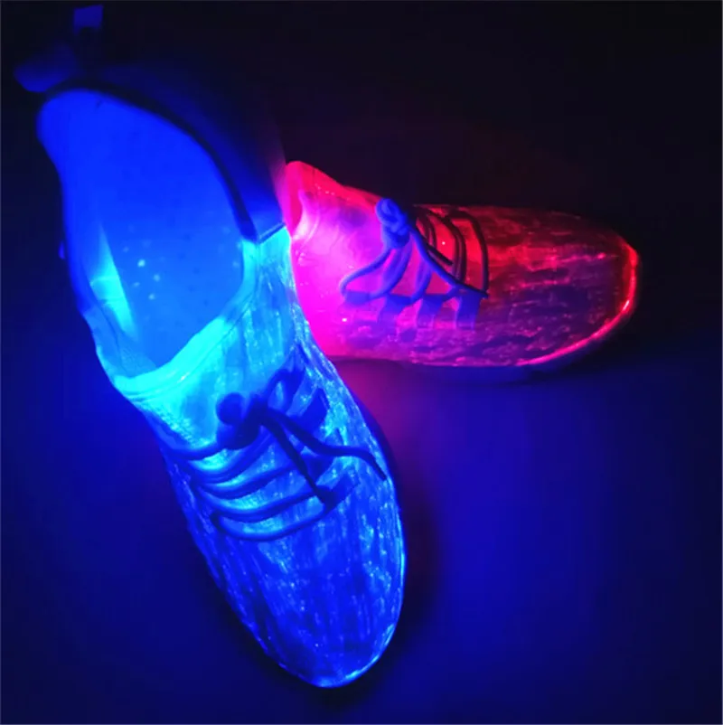 Size 25-46 New Led Fiber Optic Shoes For Girls Boys Men Women USB Recharge Glowing Sneakers Man Light Up Luminous Party Shoes