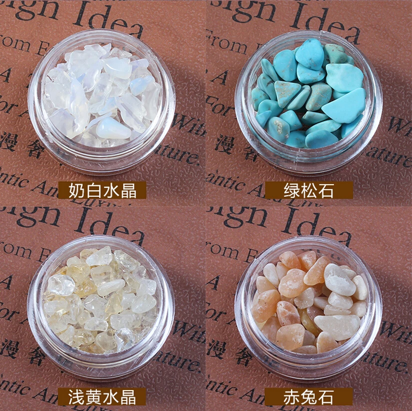 12colors Natural jade gravel Rhinestone Nail art Crystal stone Nail Art Slices DIY Decorations