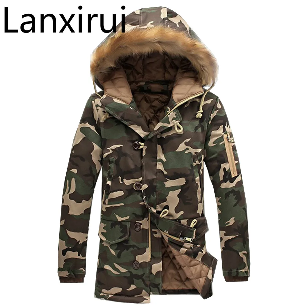 Hot Sale Winter Jacket Men Fashion Casual Fur Hooded Coats  5xl Men 'S Army Military Jackets Warmth Snow Coats