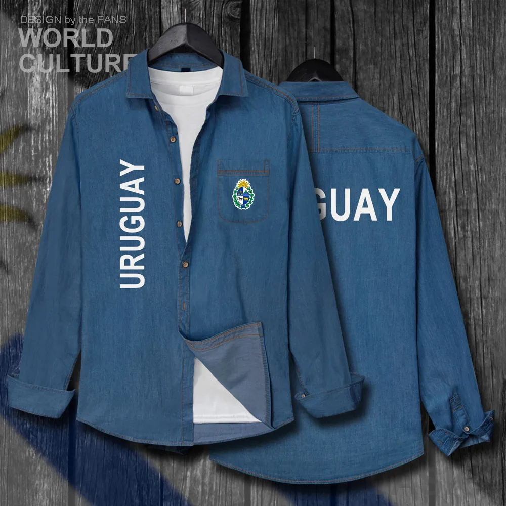 

Uruguay Uruguayan URY UY Men Fashion Coat Clothes Spring Autumn Jeans Shirt Cotton Turn-down Collar Long Sleeve Cowboy Tops 20