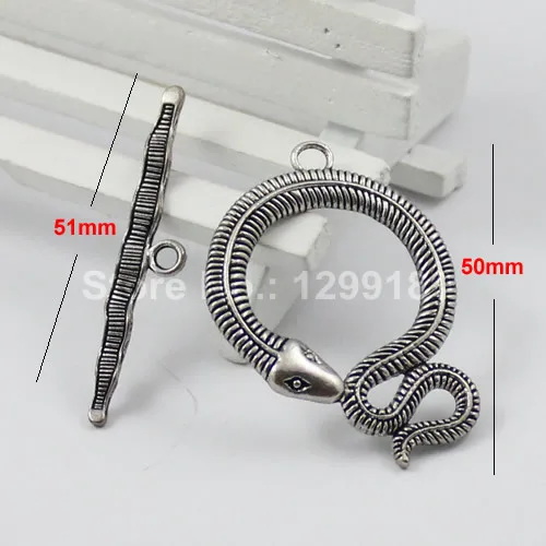 5 sätze/los Antike Silber Falten Über schlange Hummer Verschluss Für Halskette Armband Kette DIY Schmuck Zubehör 50mm, 51mm K01247