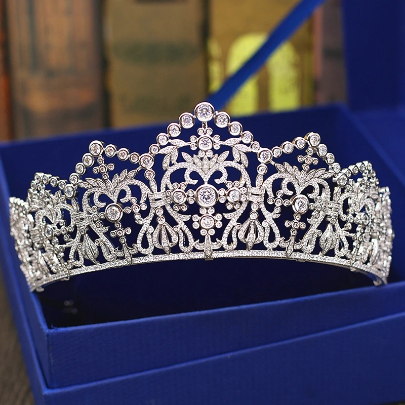 HIBRIDE Luxury Headband Noble AAA Cubic Zircon Crown And Tiaras For Bridal Shiny Hair Accessories Wedding Jewelry Gifts  C-61