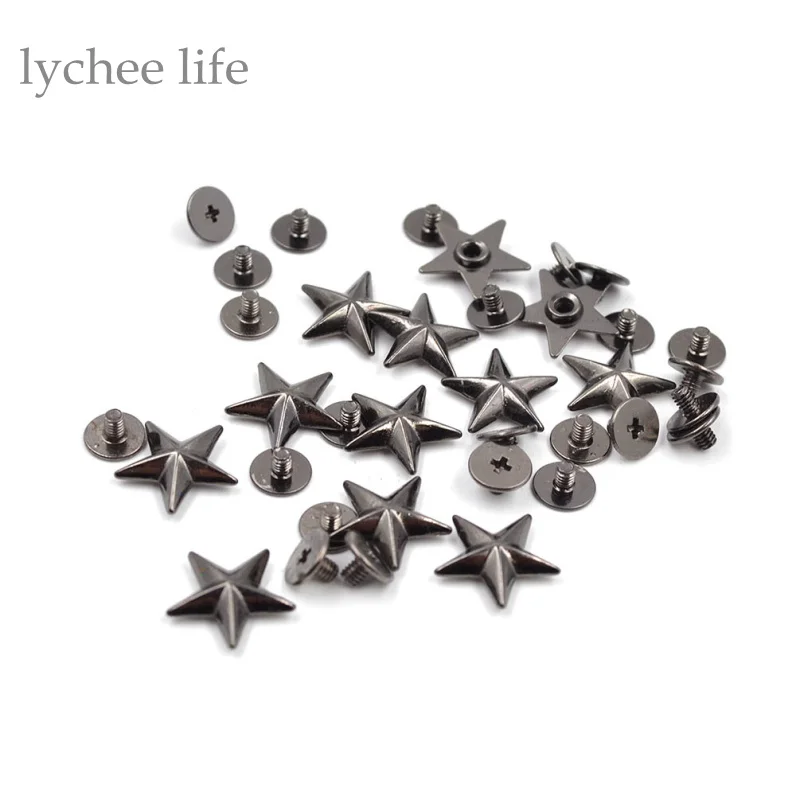 10pcs/Lot Star Screw Studs Rivet Nail Leather Screw Rivet for Leathercraft Shoes Bag Belt Garment Accessories