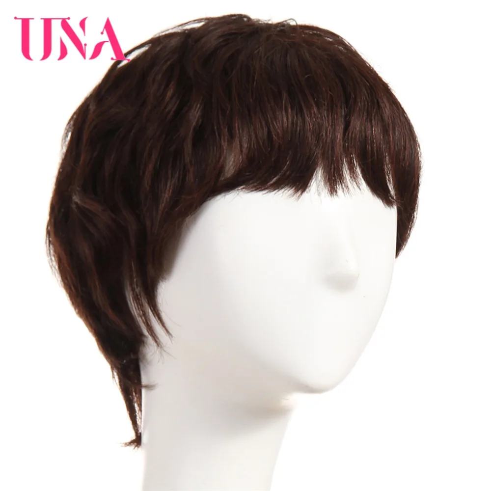 UNA Peruvian Straight Machine Human Hair Wigs Remy Human Hair 120% Density #6384