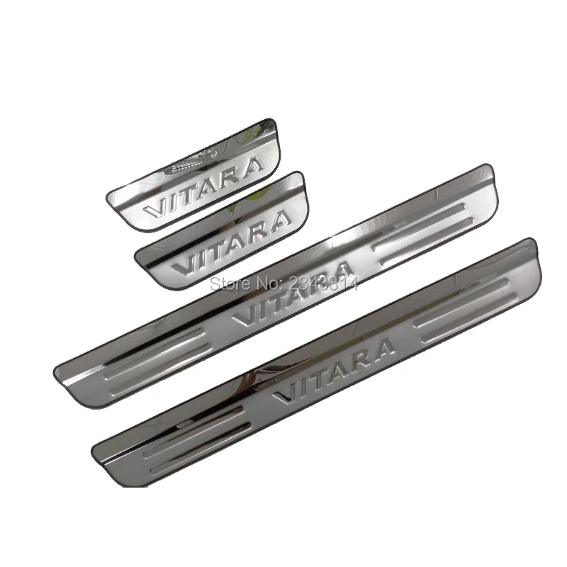 For Suzuki Vitara Accessory 2015-2024 Stainless Chrome Car Door Sill Kick Scuff Plate Guard Pedal Protector Trim Cover Styling