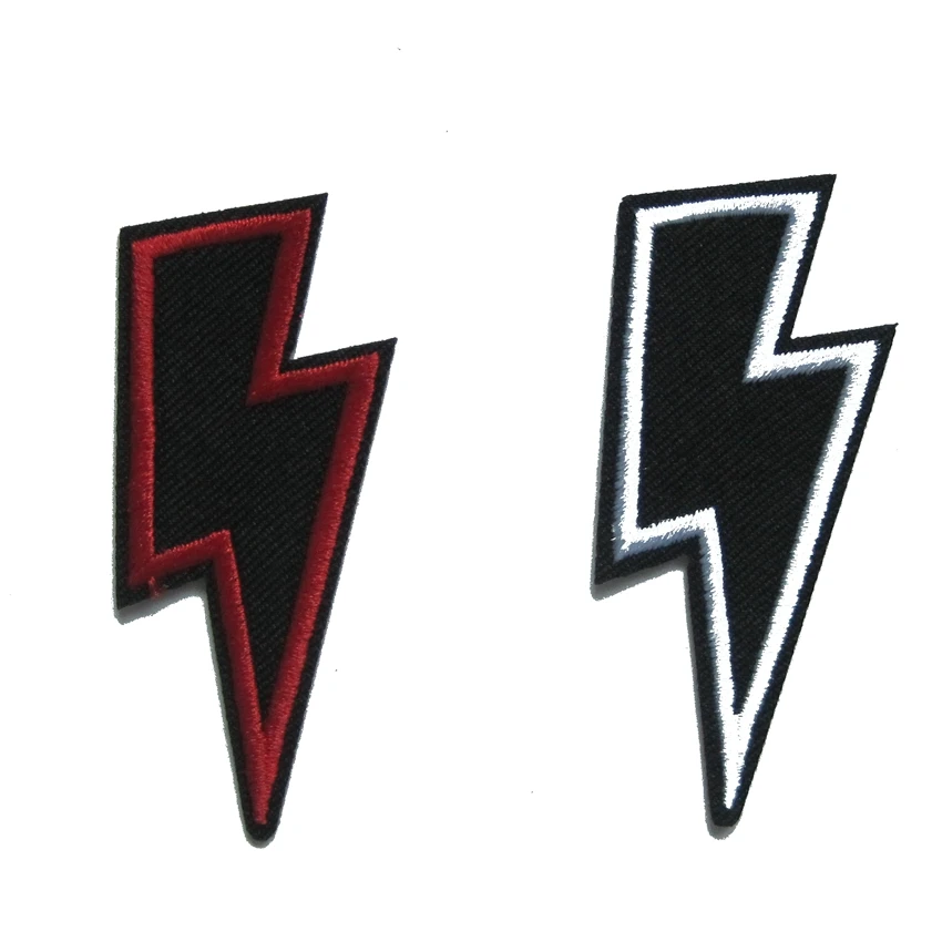 2018 Direct Selling 2 Pieces For Lightning Bolt Iron On Flash Patch Fabric Motif Applique Decal 2.6 X 1.2 Inches (6.5 3 Cm)