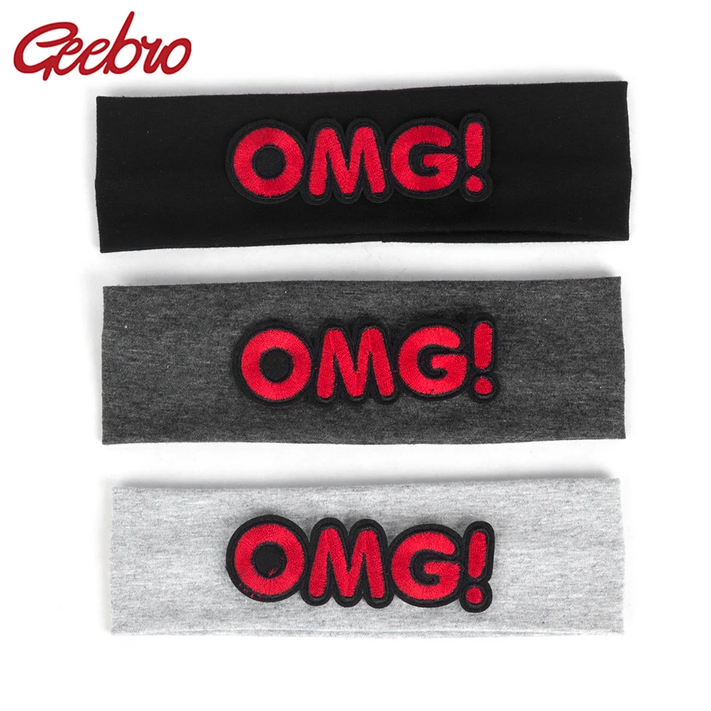 عصابات رأس مطاطية من القطن الناعم على شكل حرف OMG من Geebro للأطفال البنات والأولاد والأطفال، أغطية رأس عمامة، إكسسوارات رباط شعر هدية