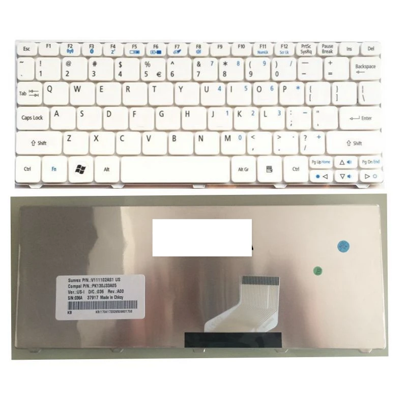 

US White New English laptop keyboard For Acer D255 D256 D257 D260 D270 EM350 N55C ZH9 ZE6 ONE 522 533 532G AO532h 532H 521