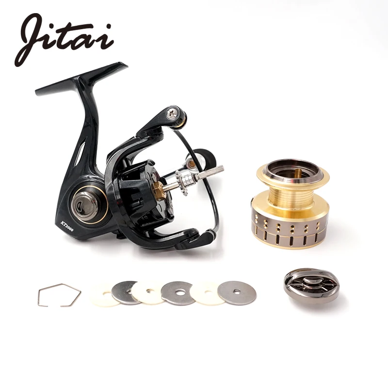 JITAI Saltwater Alluminum Alloy Spinning Reels Carp Fishing 11+1BB 5.2:1 Fishing Wheels With Stainless Handle Soft EVA Knob