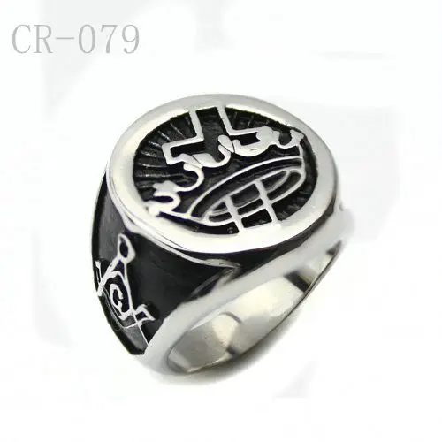 Punk 316L Roestvrij Staal Cool Silver Kleur Masonic Flaming Cross Ring Vrijmetselarij Ring Sieraden