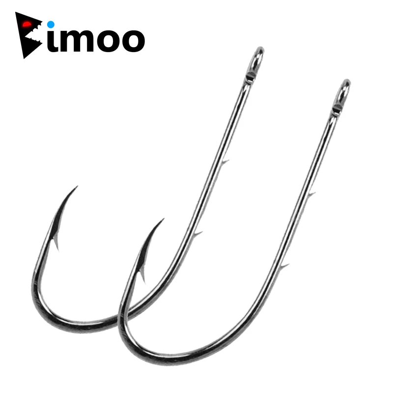 Bimoo 50PCS High Carbon Steel Barbed Fish Hook Baitholder Fishing Hooks Worm Pond Fish Bait Holder Size 10 12 14 1/0 2/0 3/0 4/0