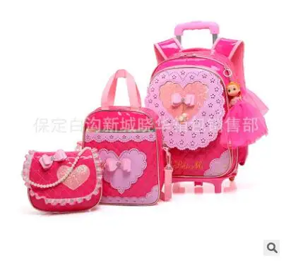 School Trolley Bag wheels Children luggage Rolling Bags wheeled Backpacks bag for Girls Travel Trolley backpack bags for kids
