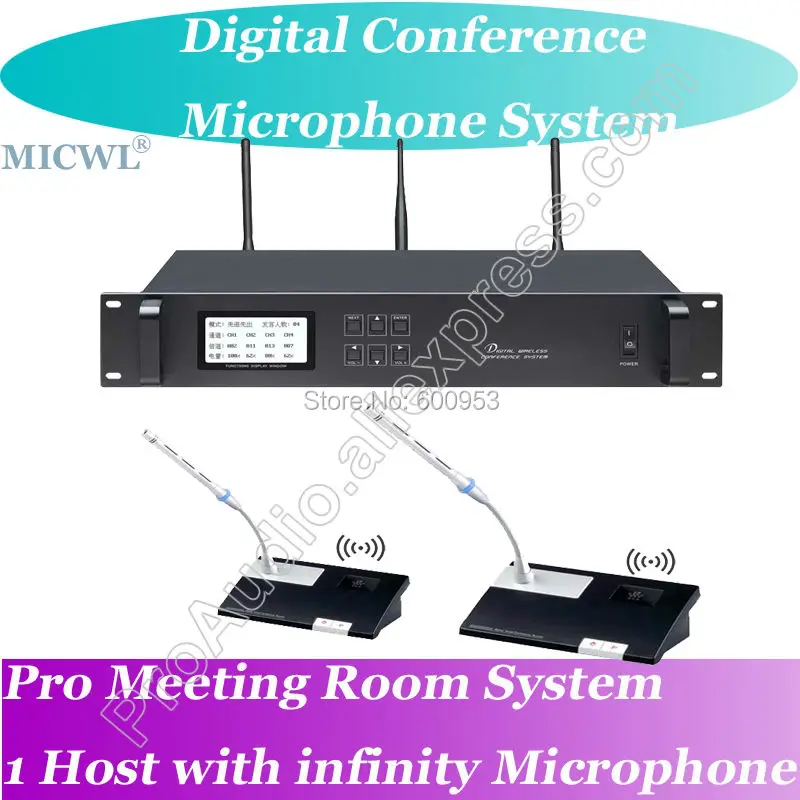 MICWL-sistema de conferencia Digital con micrófono inalámbrico profesional, Unidad de escritorio de 60 ejecutivos, 1 Presidente