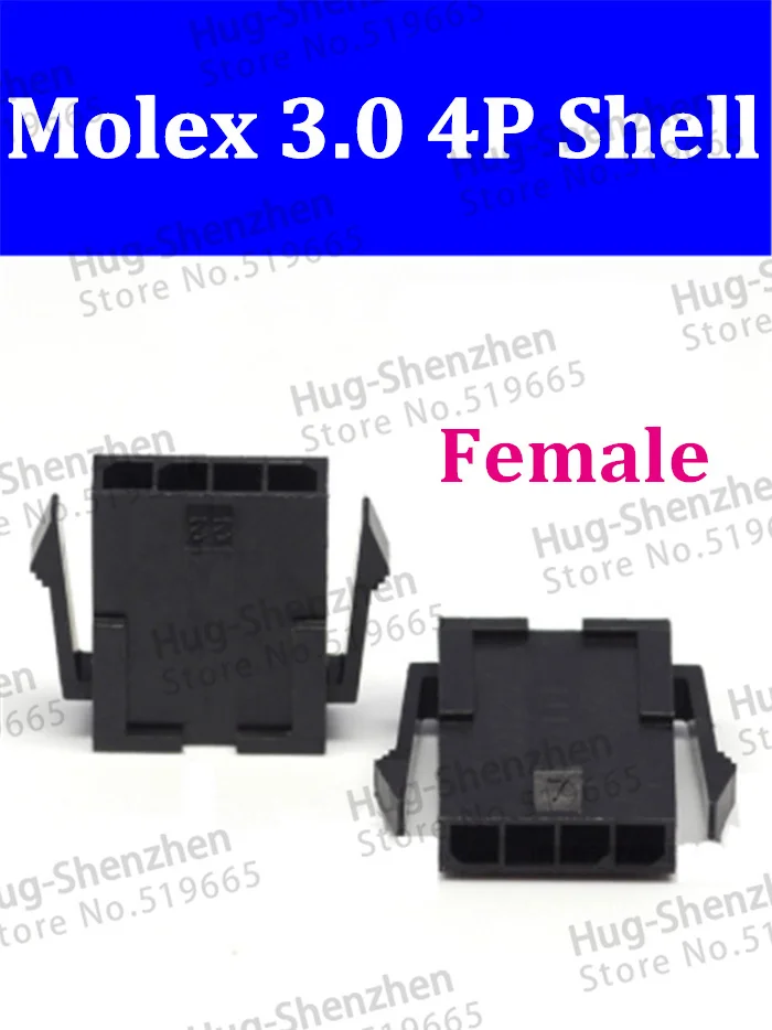 

5557 High quality 500pcs 1*4p 4pin black Molex 3.0mm Female Connector