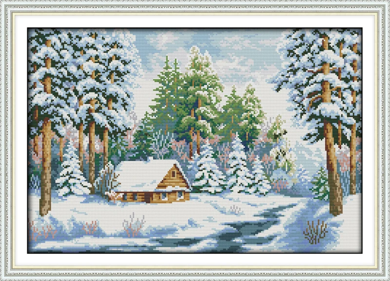 

Needlework,11ct/14ct DMC color Cross stitch,Set For Embroidery kits Snow World Landscape Printed Pattern Cross-Stitch Wall Decor