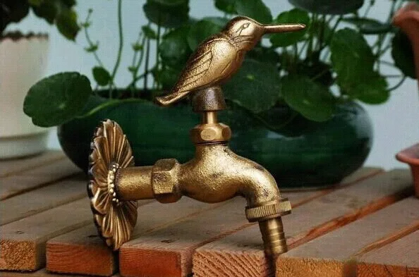 

Decorative outdoor faucets Wall mounted brass animal garden Bibcock with rural style antique bronze bird tap NEW