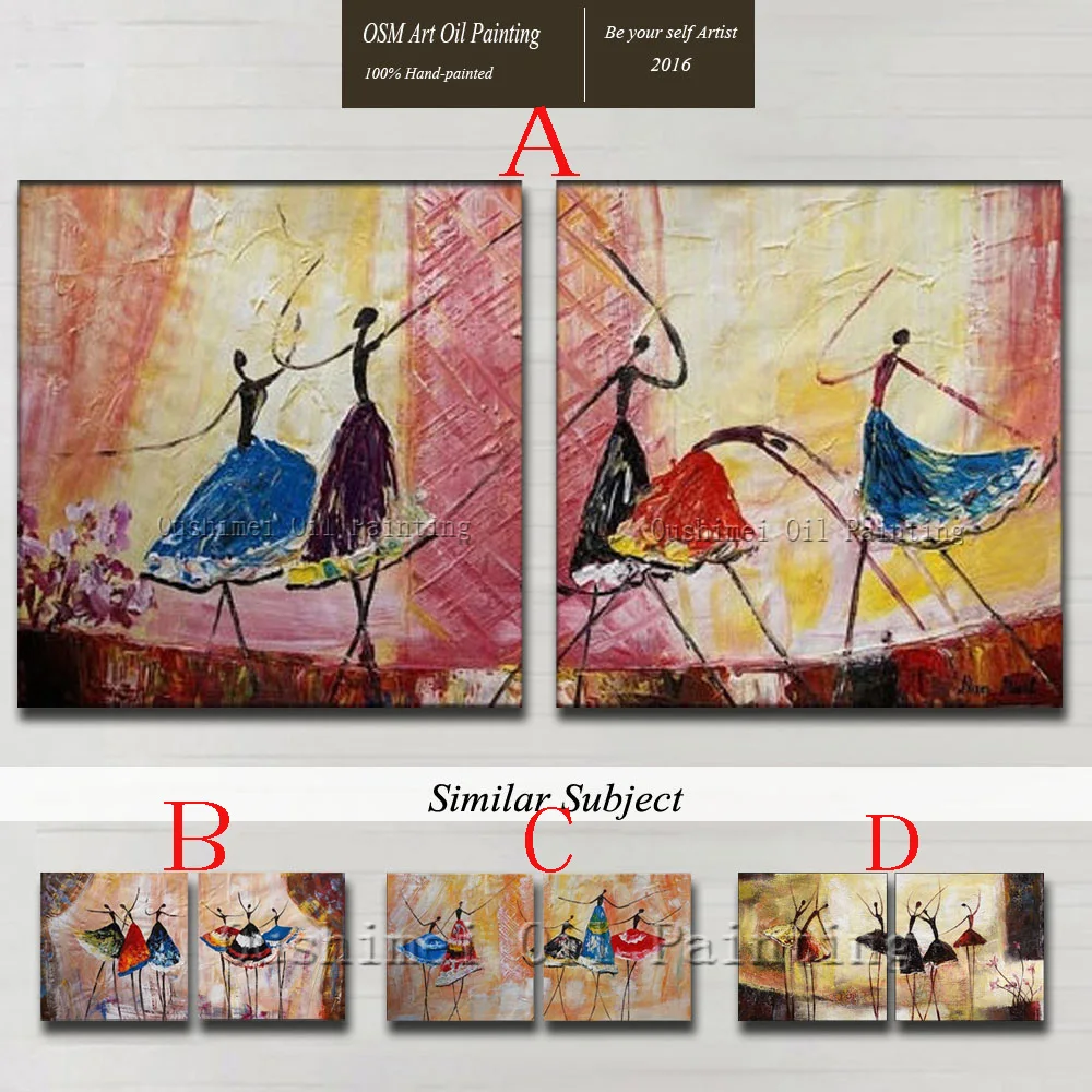 Top Skill Handpainting Modern Abstract Lady Dancer Portrait Figure Pictures Handmade Wall Knife Ballet Oil Painting on Canvas