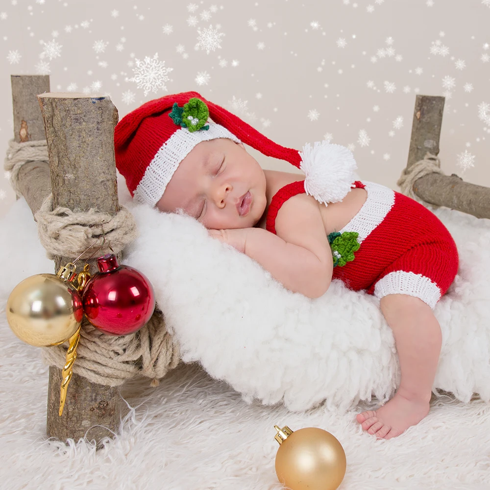 Don&Judy Newborn Photography Props Rompers & Hat Accessories Outfit Set Baby Fotografie Studio Photo Shoot Costume for Christmas