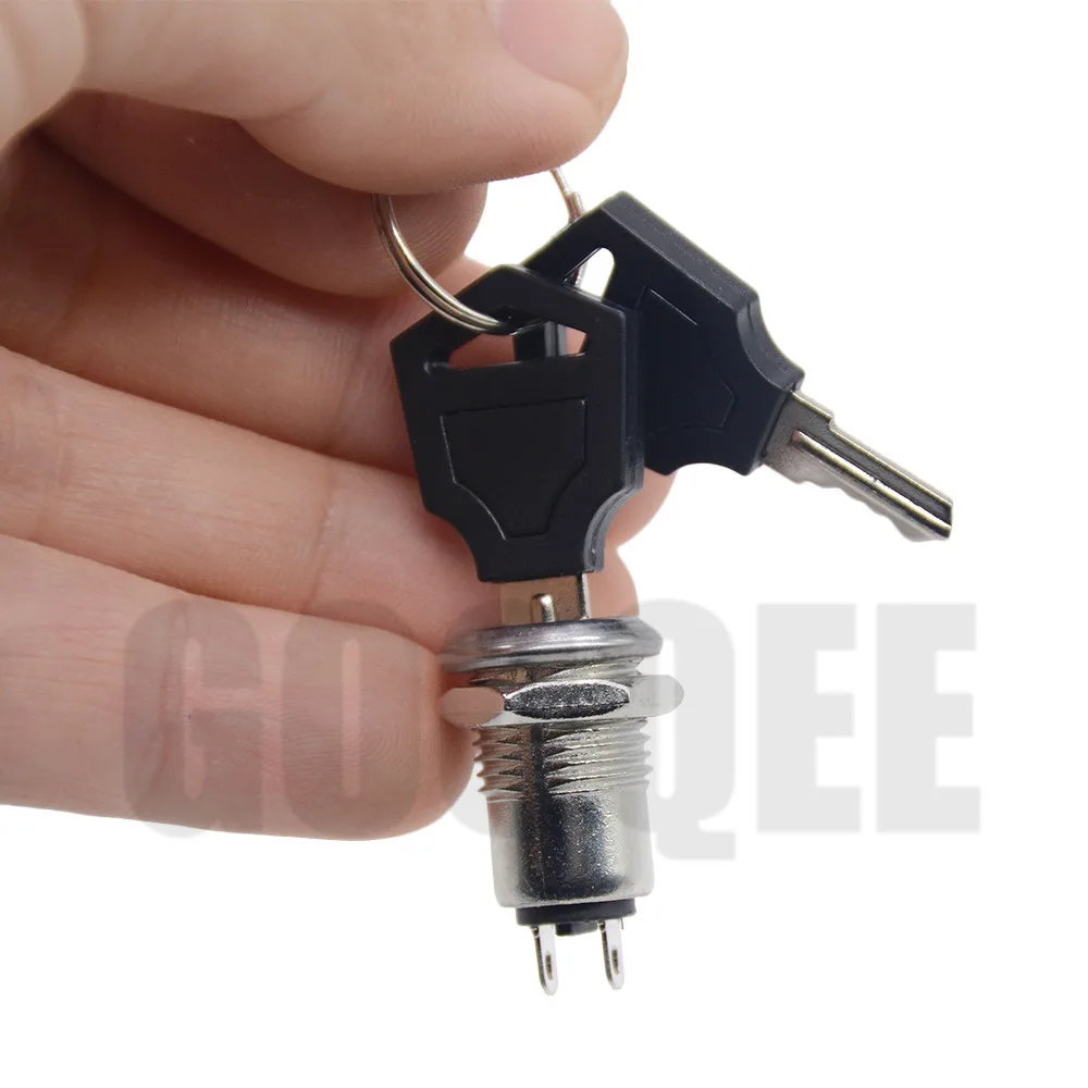12mm Zinc Alloy Electronic Key Switch ON OFF Switch Phone Lock Security Power Switch Tubular Terminals+2 Keys