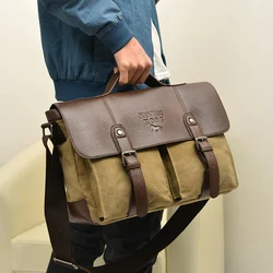 MANJIANGHONG-maletín de lona informal vintage para hombre, bolso de hombro de negocios, bolso de mano para ordenador portátil, bolsos de mensajero masculinos