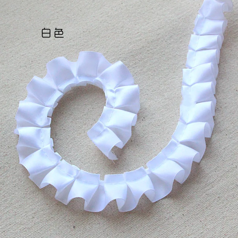 10 Yard/Lot 2,5 CM Breite Satin Plissee Band Falten Spitze Trim DIY Rock Manschetten Handwerk Puppe Kleidung Nähen zubehör – Detail 11