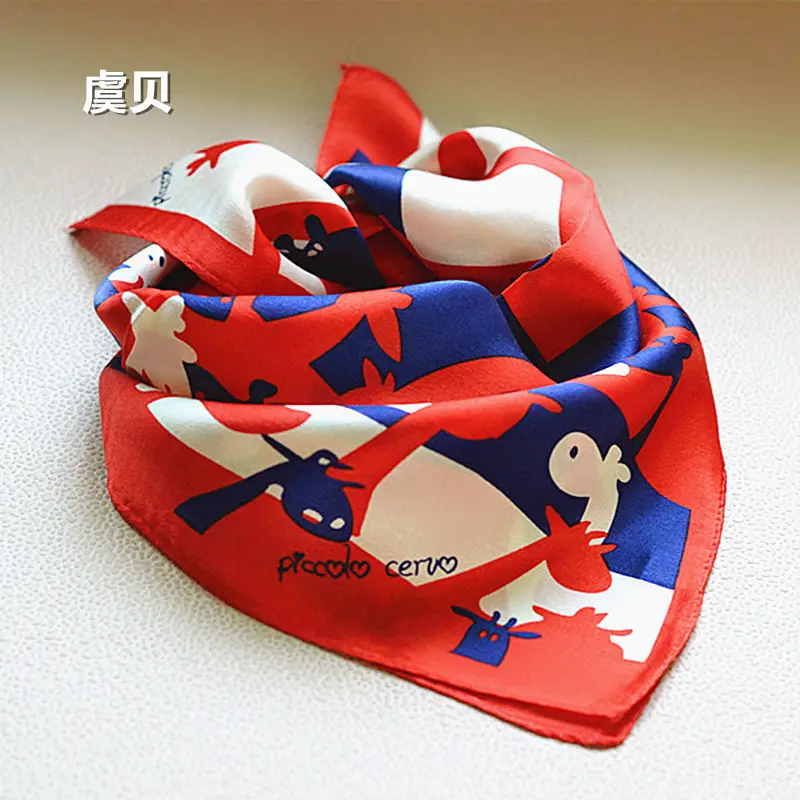 

blue red headscarf women foulard lady scarf 50*50cm small square natural silk hair scarves bandana wrap christmas gift for child