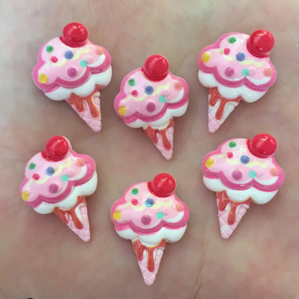 New 20PCS Resin Hand-painted Ice Cream Flatback Stone Scrapbook Wedding Crafts W02*2