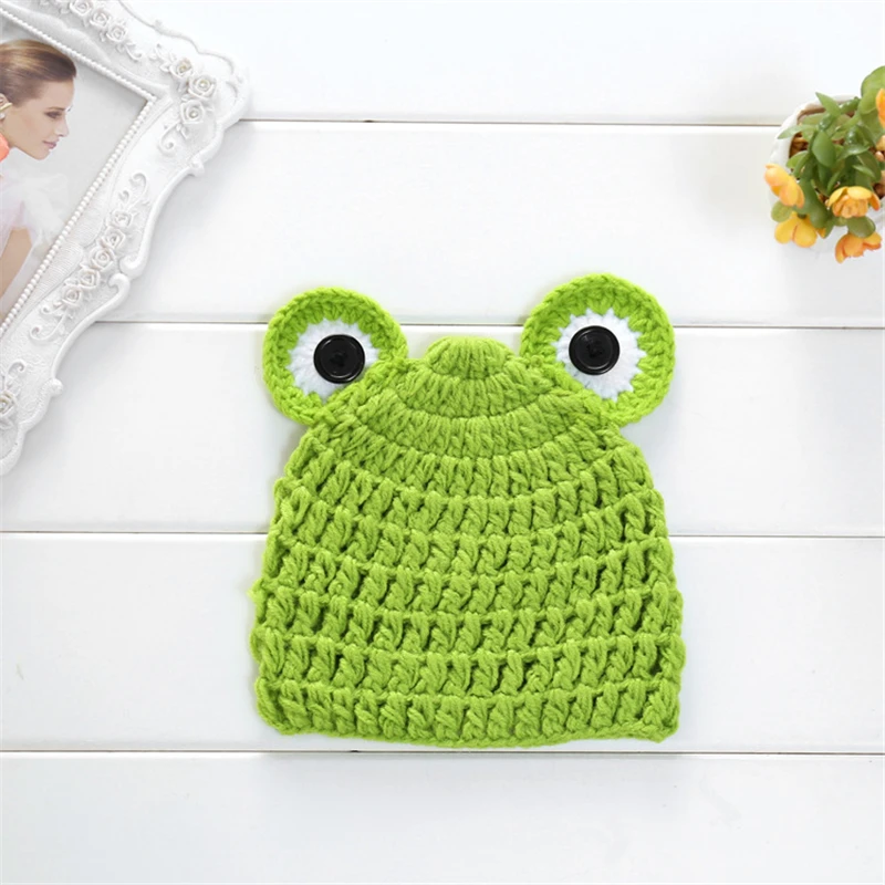 Frog Baby Newborn Hat Autumn Winter Knitted Crochet Infant Photography Hat Props Pictures Accessories