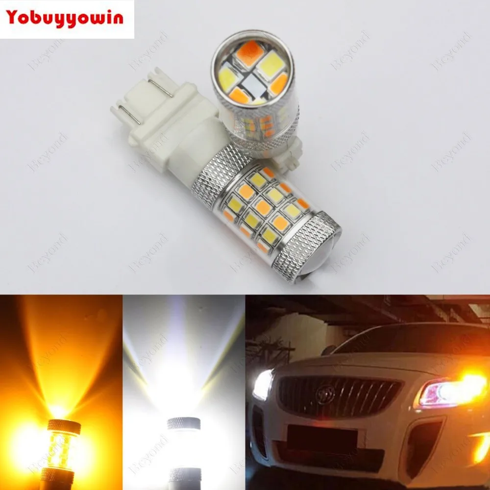 2* Switchback Dual Color White Amber 3157 P27/5W 3357 3457 4157 4357 LED Bulb tail DRL Light 42-SMD