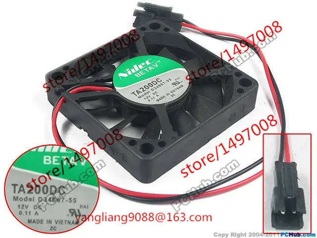 

Nidec D34667-55 TA200DC HAI DC 12V 0.11A 2-Wire 50x50x10mm Server Cooling Fan