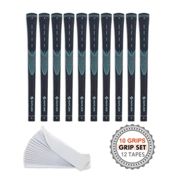 Saplize 10PCS Golf Club Grips + Free Tape Rubber Tacky Style 4 Colors Available Standard Size