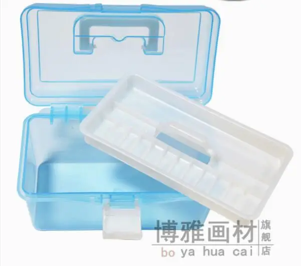 

17.5*10.*9cm Small transparent plastic toolbox Art student special sketch pen box pencil box painting box painting storage box